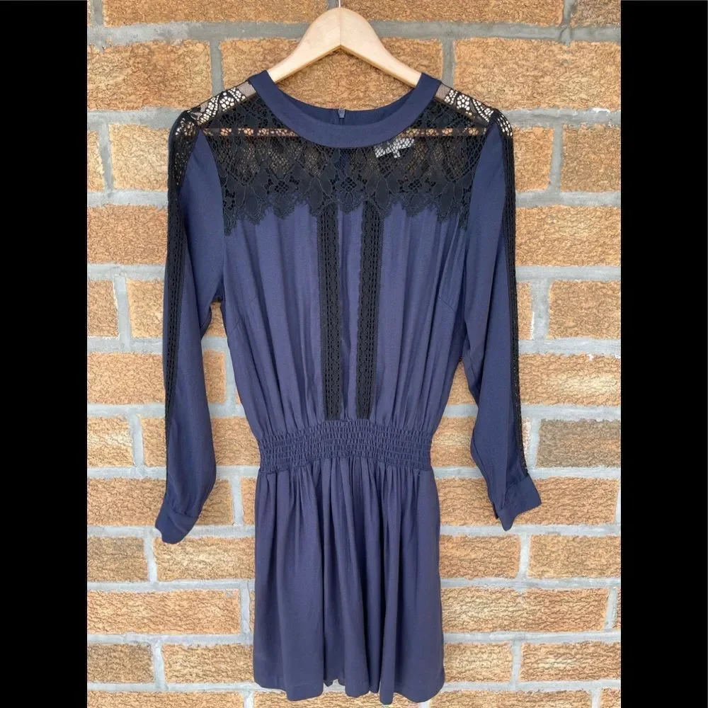 Sea New York Silk Crepe Lace Trim Mini Dress 2